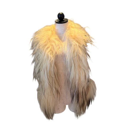 Vintage Genuine Mongolian Womens Lamb Fur Suede Vest Size Small Brown Rare - Picture 5 of 12